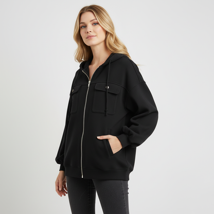 Veste d’Hiver Femme – Capuche & Fermeture Éclair