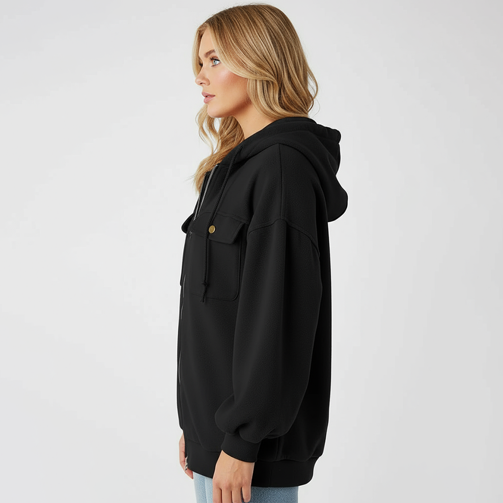 Veste d’Hiver Femme – Capuche & Fermeture Éclair