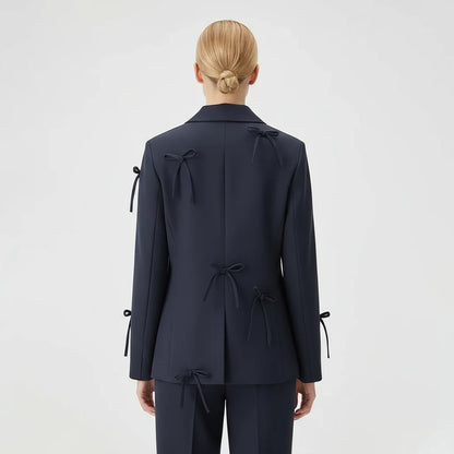 Blazer d’Hiver pour Femme | Chaud et Élégant avec Nœud et Détails Boutons