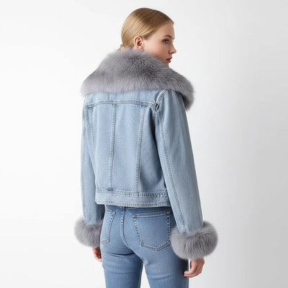 Veste en Jean d’Hiver pour Femme | Doublure Chaude en Fausse Fourrure