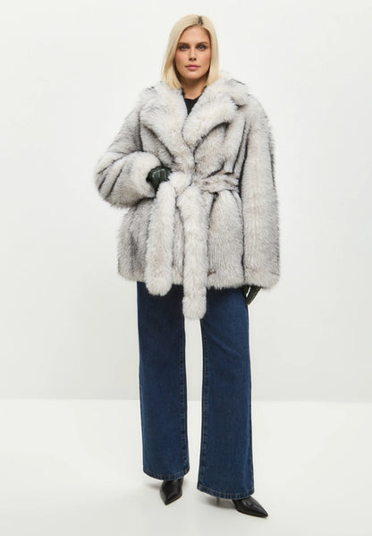 Manteau Femme en Fausse Fourrure | Style Hivernal Luxe avec Ceinture