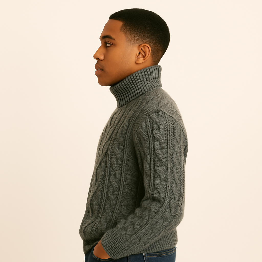 Pull à Col Roulé pour Homme – Maille Épaisse et Chaleureuse