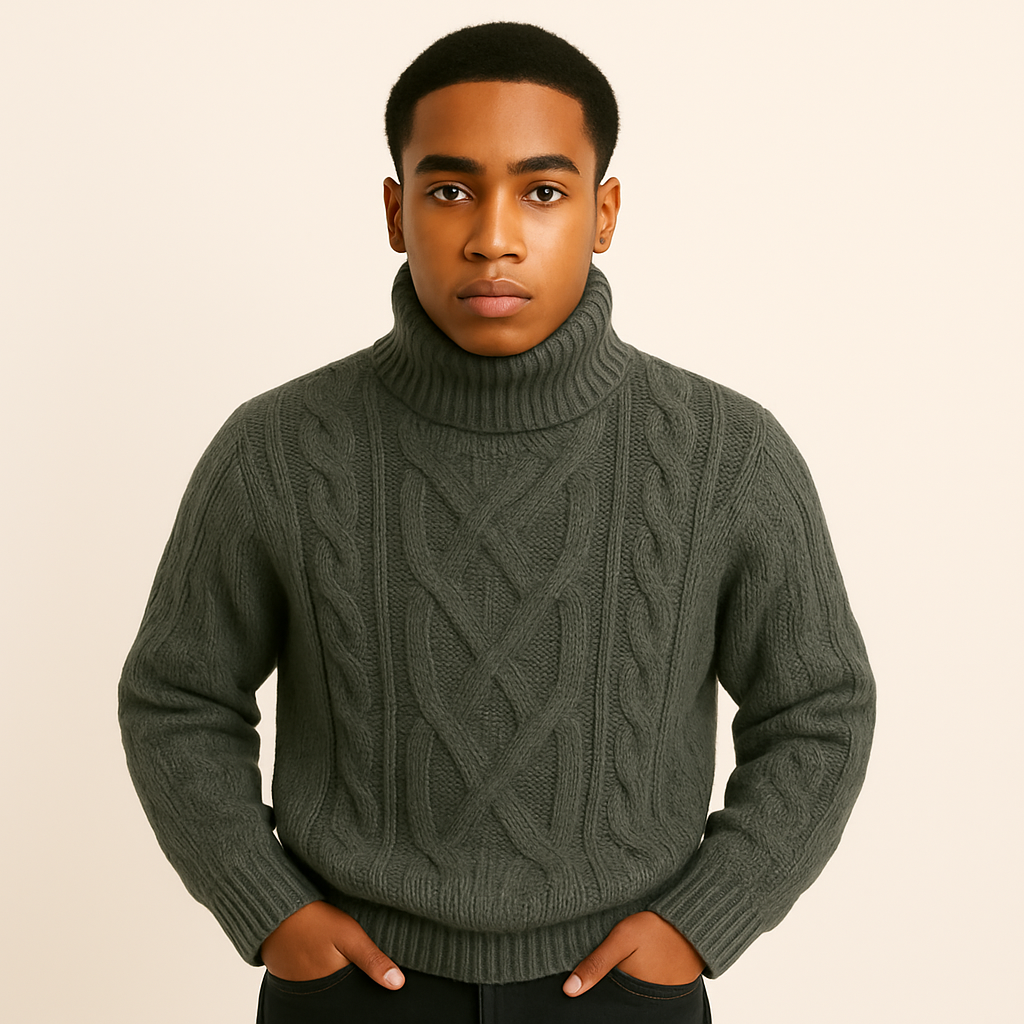 Pull à Col Roulé pour Homme – Maille Épaisse et Chaleureuse