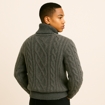 Pull à Col Roulé pour Homme – Maille Épaisse et Chaleureuse